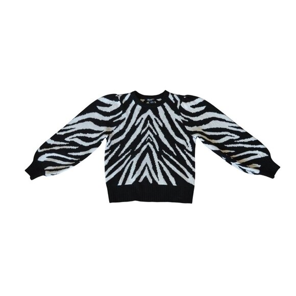 Wrangler Retro Zebra Puff Sleeve Sweater Women's Size Large Animal Print Casual - Picture 7 of 7